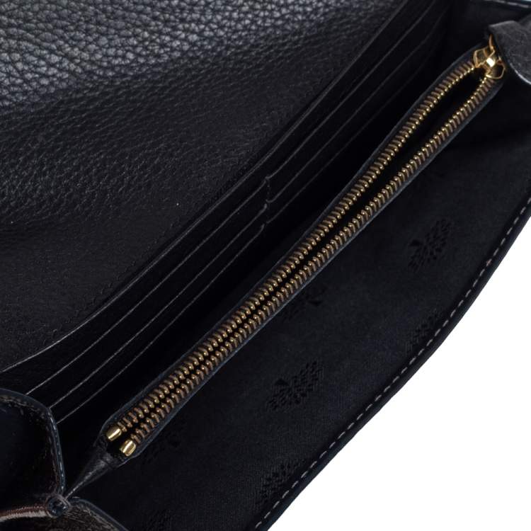 Pre Owned Mulberry Anthracite Patent Leather Flap Continental Wallet