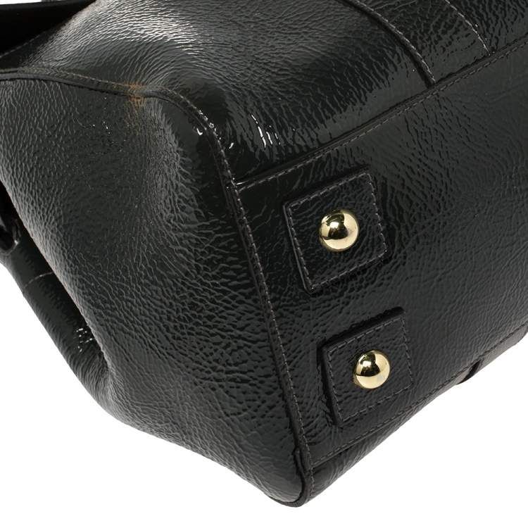 Pre Owned Mulberry Anthracite Patent Leather Bayswater Satchel
