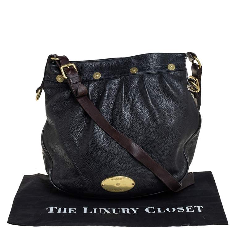 Pre Owned Mulberry Black/Brown Pebbled Leather Medium Mitzy Messenger Bag