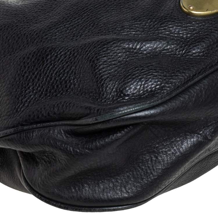 Pre Owned Mulberry Black/Brown Pebbled Leather Medium Mitzy Messenger Bag
