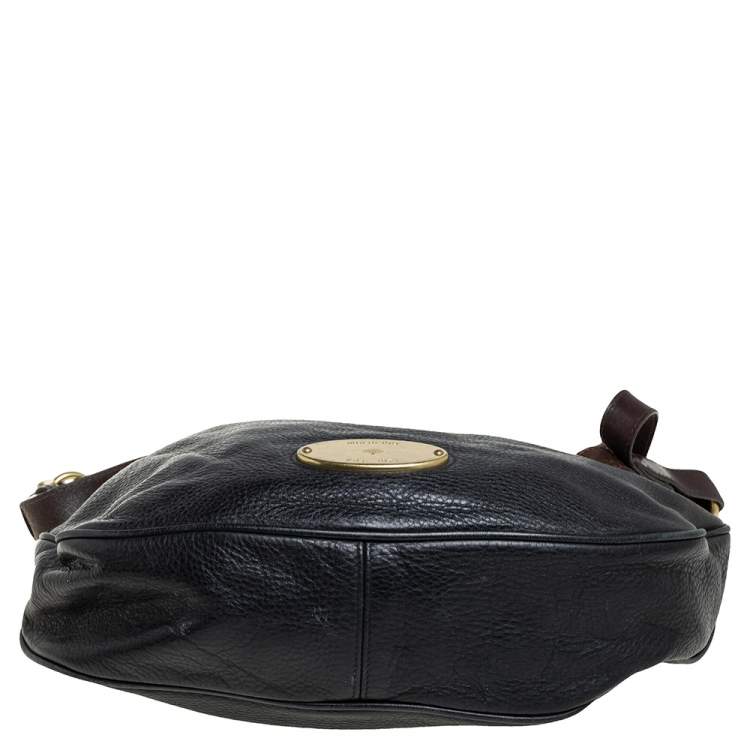 Pre Owned Mulberry Black/Brown Pebbled Leather Medium Mitzy Messenger Bag