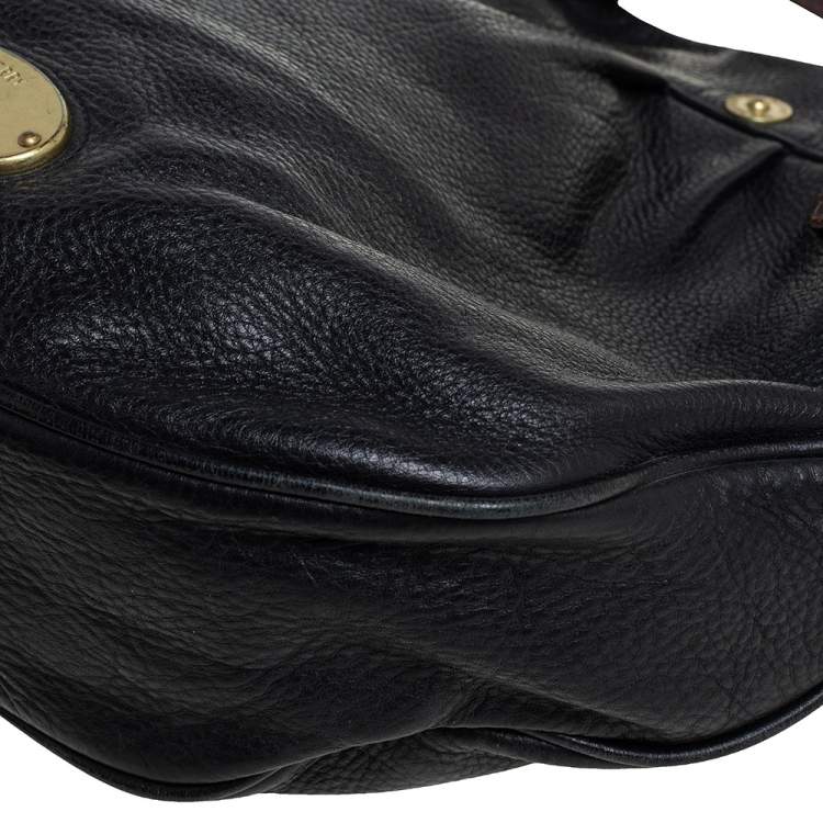 Pre Owned Mulberry Black/Brown Pebbled Leather Medium Mitzy Messenger Bag
