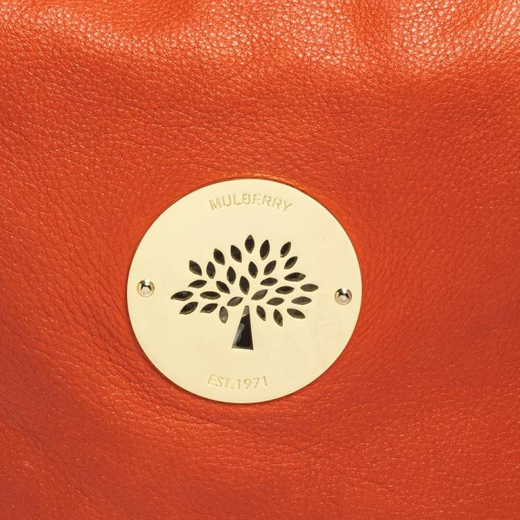 Pre Owned Mulberry Orange Leather Large Daria Hobo