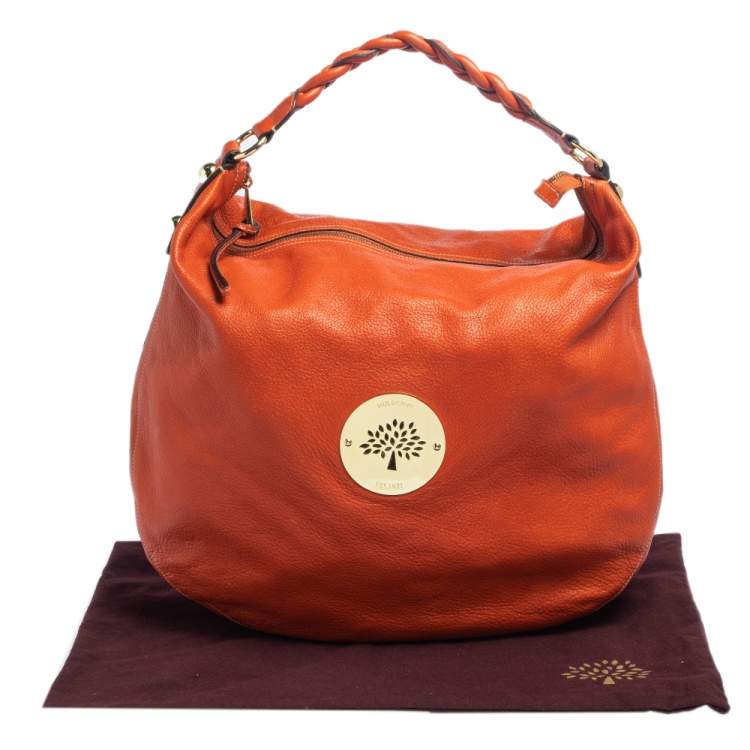 Pre Owned Mulberry Orange Leather Large Daria Hobo