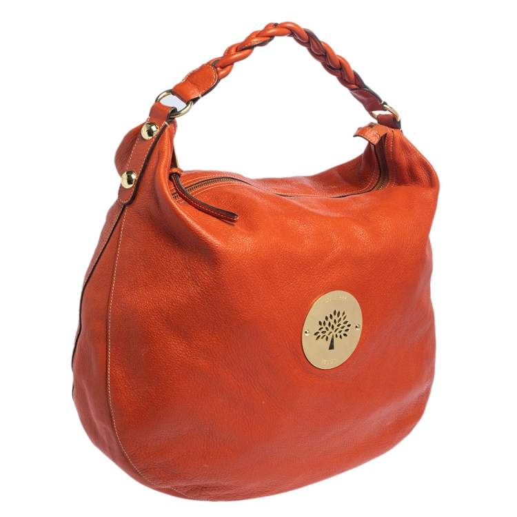 Pre Owned Mulberry Orange Leather Large Daria Hobo
