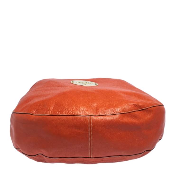 Pre Owned Mulberry Orange Leather Large Daria Hobo