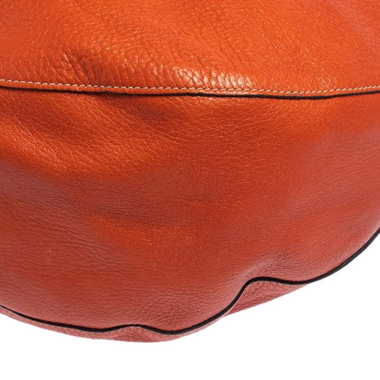 Pre Owned Mulberry Orange Leather Large Daria Hobo