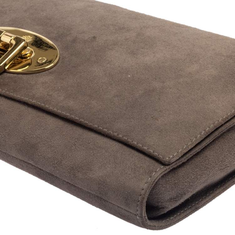 Pre Owned Mulberry Grey Suede Oversized Ava Clutch