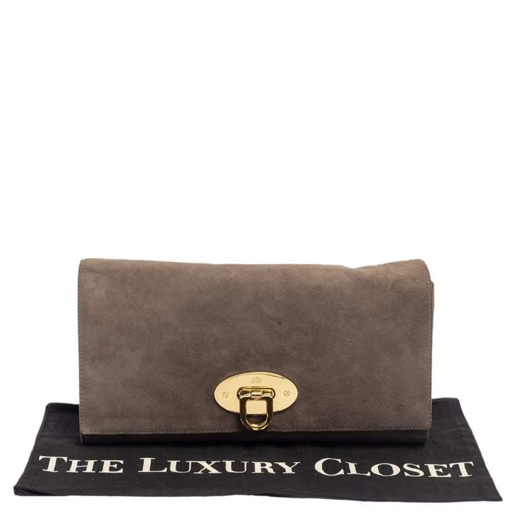 Pre Owned Mulberry Grey Suede Oversized Ava Clutch