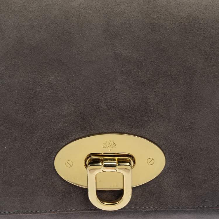 Pre Owned Mulberry Grey Suede Oversized Ava Clutch