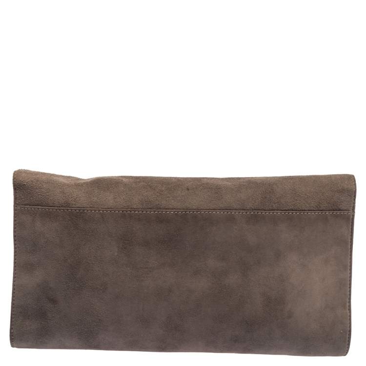 Pre Owned Mulberry Grey Suede Oversized Ava Clutch