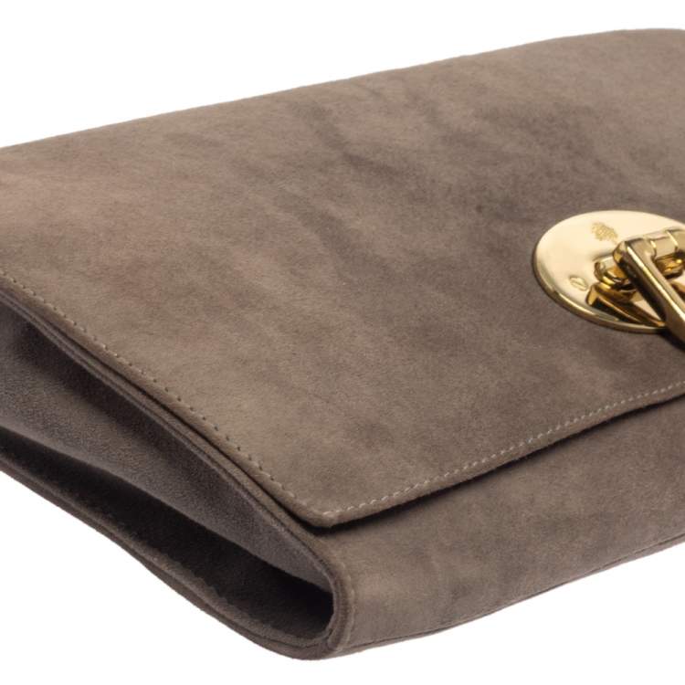 Pre Owned Mulberry Grey Suede Oversized Ava Clutch