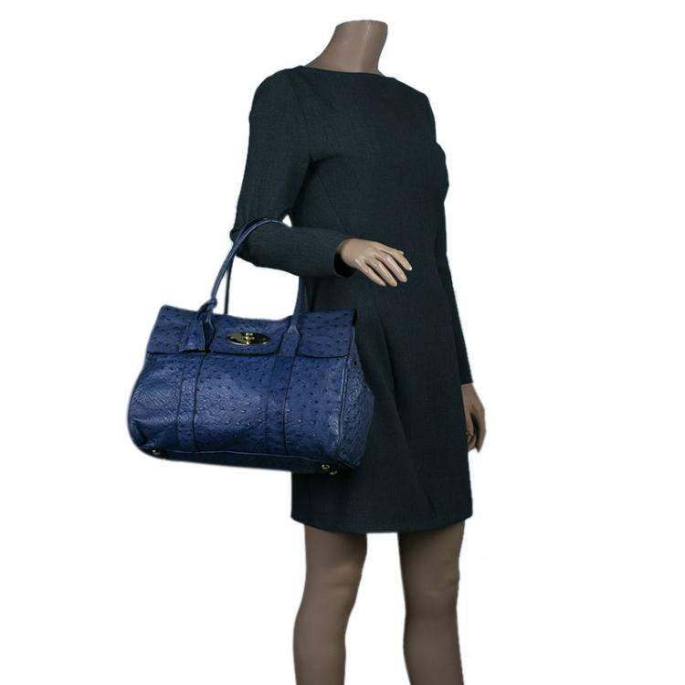 Mulberry Bayswater in Cosmic Blue Ostrich Leather - SOLD