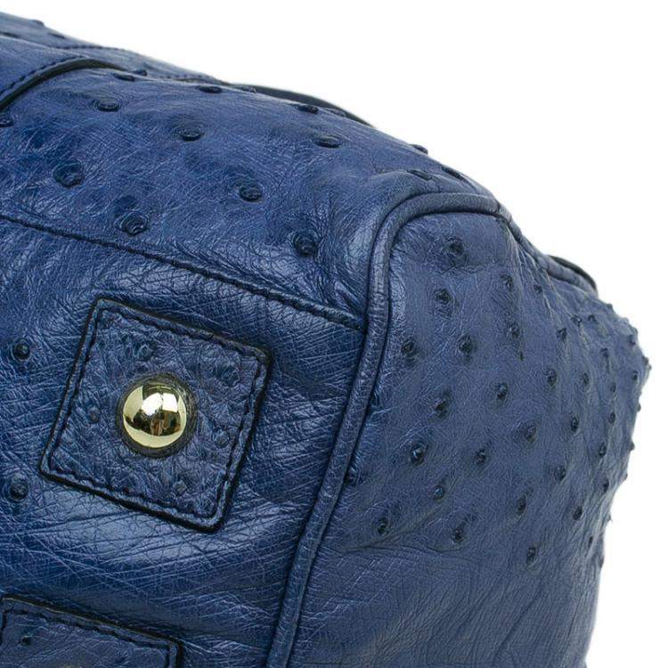Pre Owned Mulberry Blue Ostrich Leather Bayswater Satchel Bag