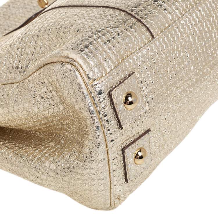 Pre Owned Mulberry Metallic Gold Textured Leather Bayswater Satchel