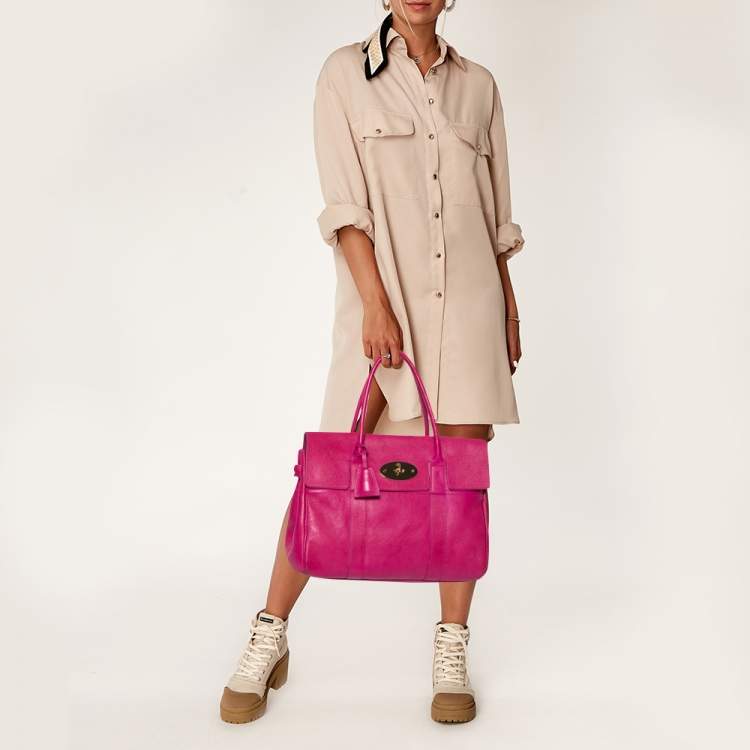 مملوكة مسبقًا Mulberry Fuchsia Leather Bayswater Satchel