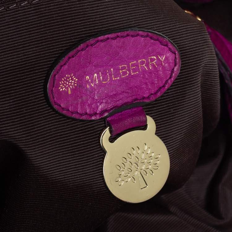 Pre Owned Mulberry Magenta Leather Metal Plate Charm Shoulder Bag