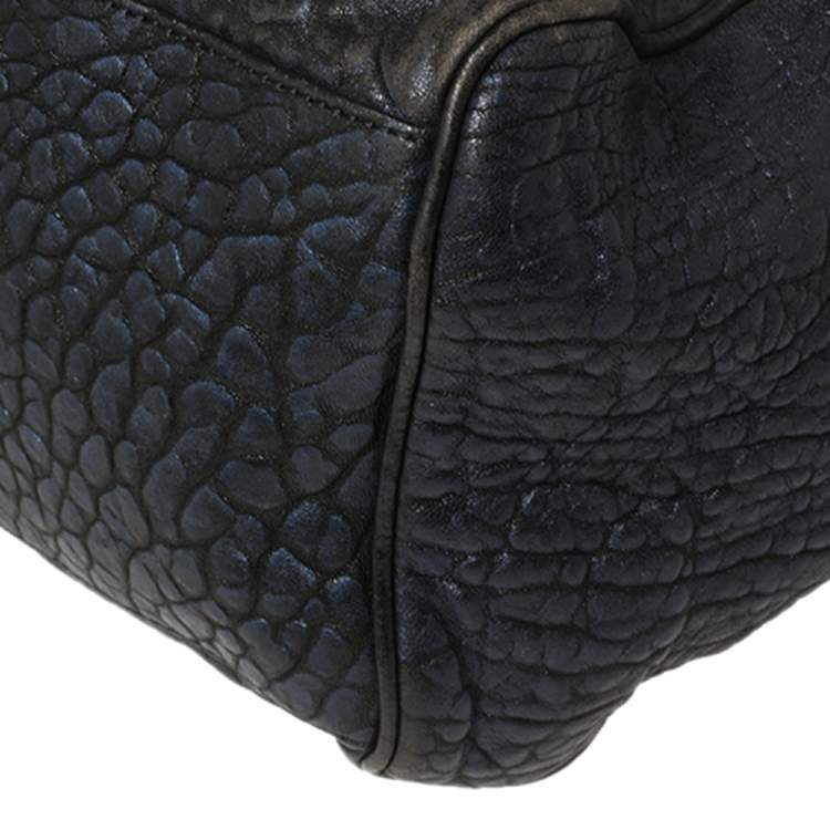 Pre Owned Mulberry Metallic Blue/Black Textured Leather Alexa Satchel