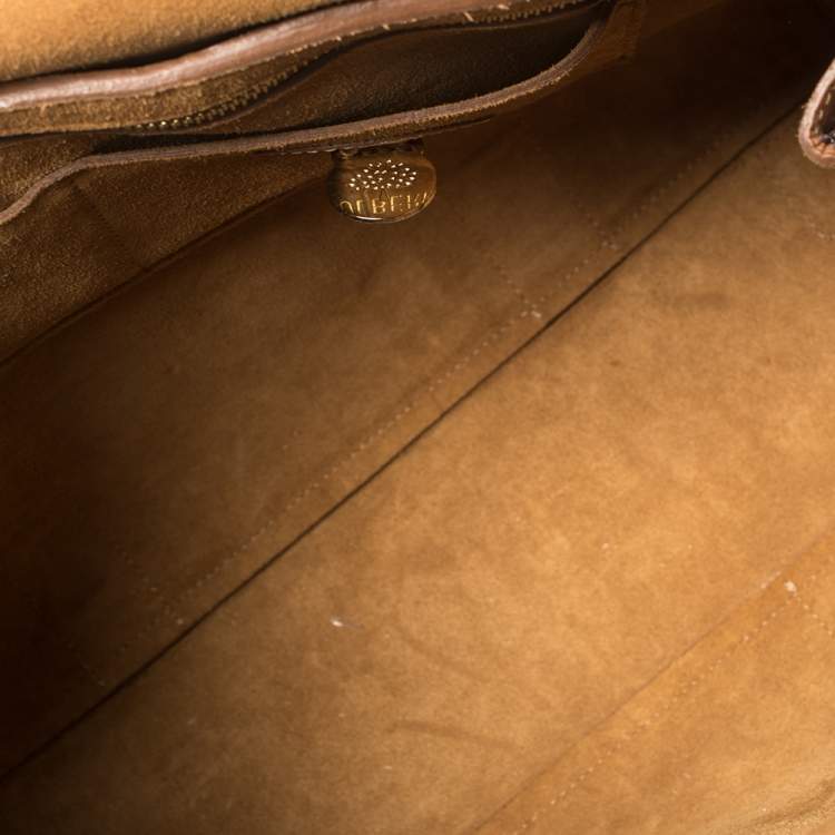 مملوكة مسبقًا Mulberry Tan Croc Embossed Leather Bayswater Satchel