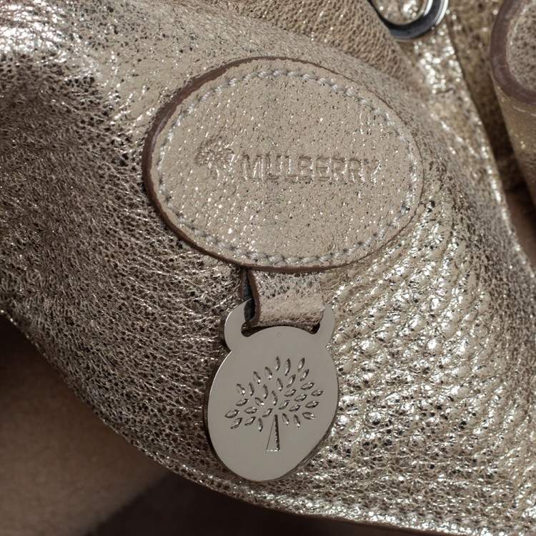 Pre Owned Mulberry Metallic Gold Crinkle Leather Bayswater Satchel