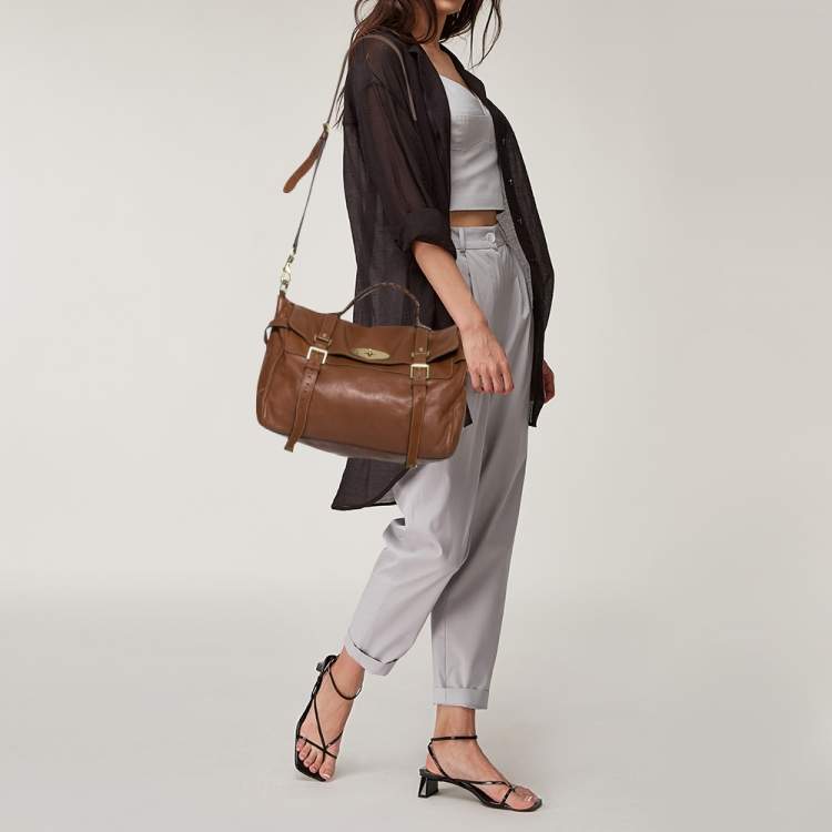 مملوكة مسبقًا Mulberry Brown Leather Oversized Alexa Satchel