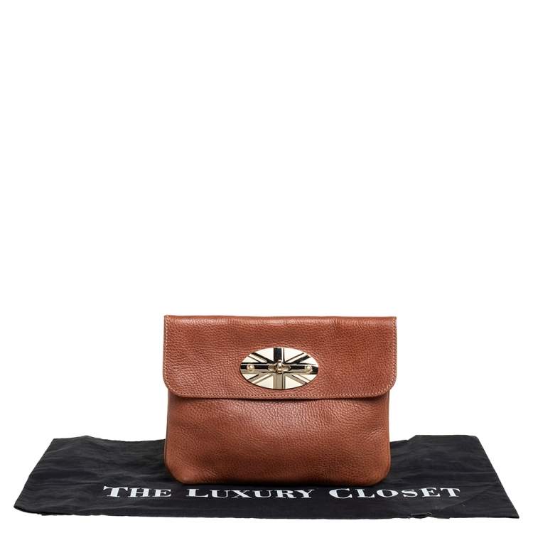 Pre Owned Mulberry Tan Leather Union Jack Clutch