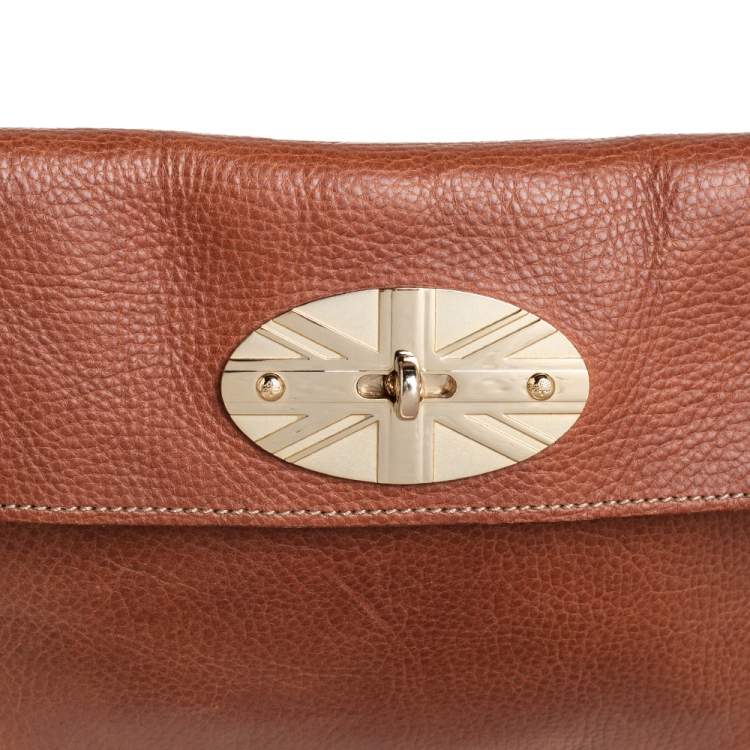 Pre Owned Mulberry Tan Leather Union Jack Clutch