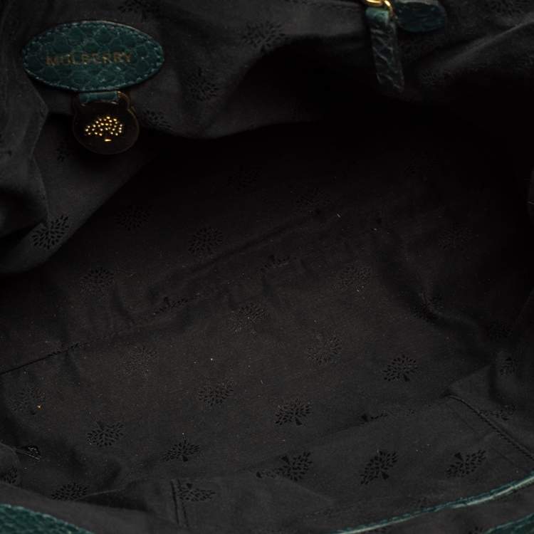 Pre Owned Mulberry Dark Teal Green Python Embossed Leather Oversized Alexa Satchel