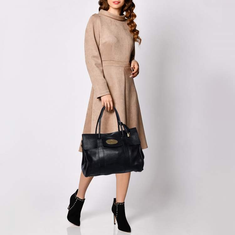 Pre Owned Mulberry Black Pebbled Leather Bayswater Satchel