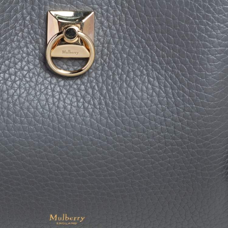 Pre Owned Mulberry Grey Grained Leather Mini Iris Top Handle Bag