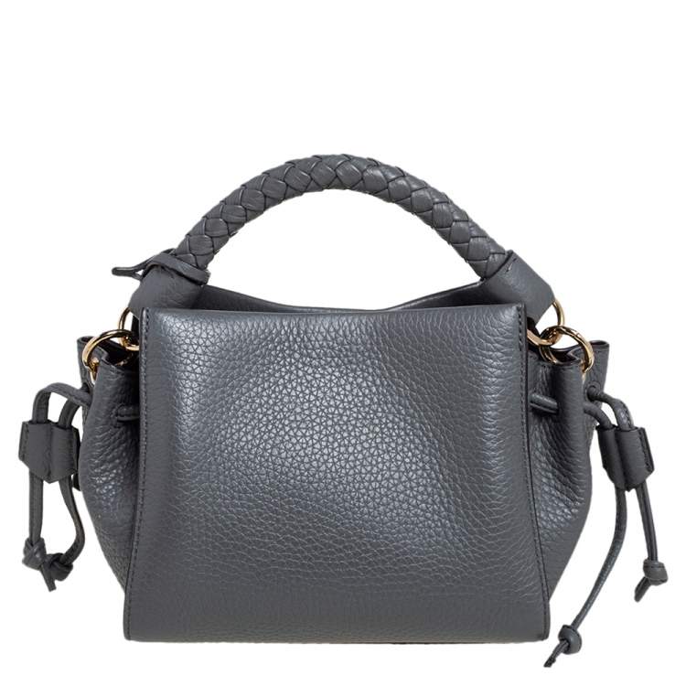 Pre Owned Mulberry Grey Grained Leather Mini Iris Top Handle Bag