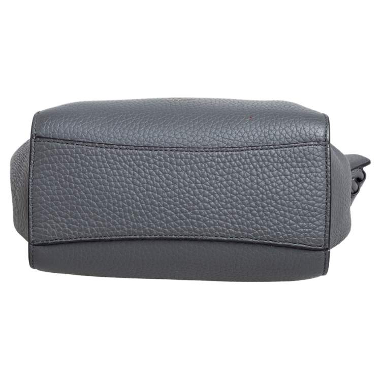 Pre Owned Mulberry Grey Grained Leather Mini Iris Top Handle Bag