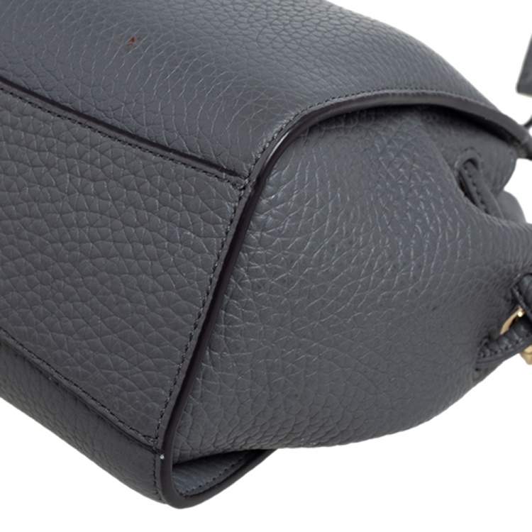 Pre Owned Mulberry Grey Grained Leather Mini Iris Top Handle Bag