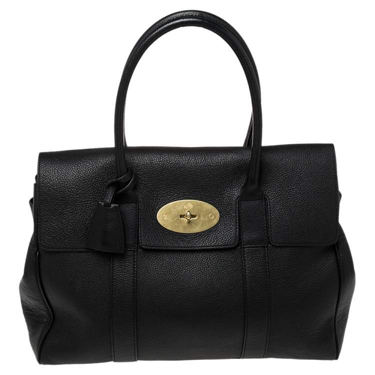 مملوكة مسبقًا Mulberry Black Leather Bayswater Satchel