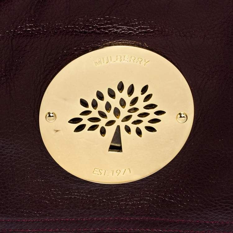 Pre Owned Mulberry Burgundy Leather Daria Fold Over Clutch 