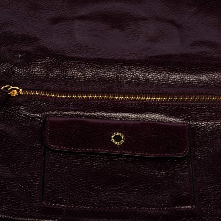 Pre Owned Mulberry Burgundy Leather Daria Fold Over Clutch 