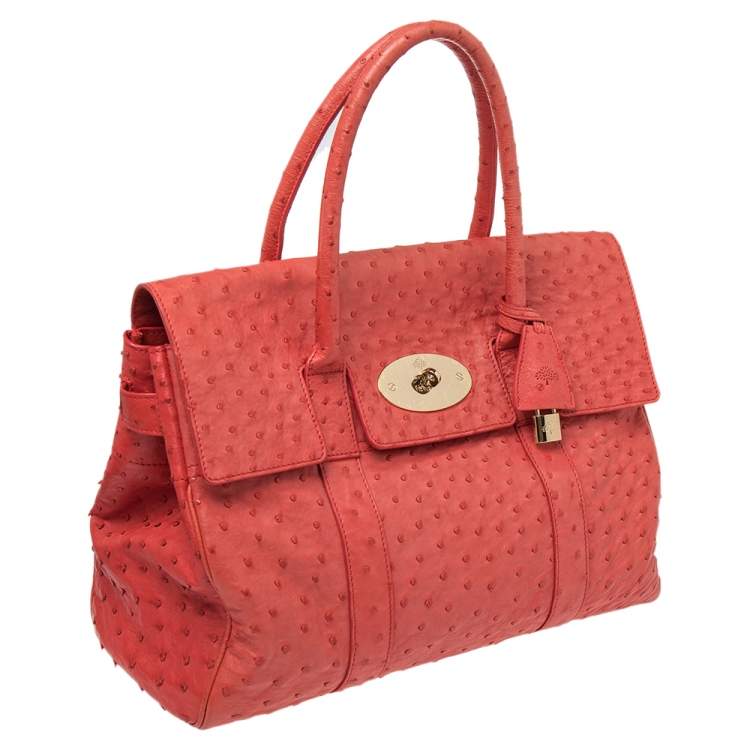 Pre Owned Mulberry Pink Ostrich Bayswater Satchel