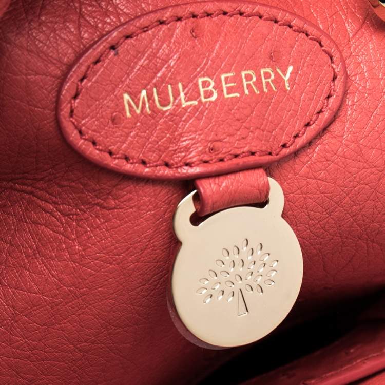 Pre Owned Mulberry Pink Ostrich Bayswater Satchel