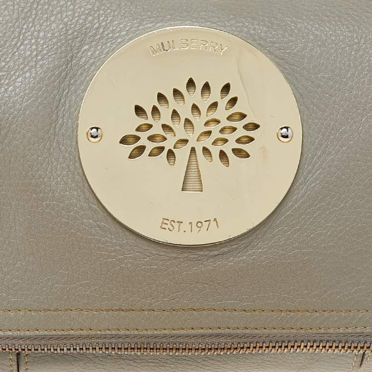 Pre Owned Mulberry Grey Leather Daria Fold-Over Clutch 