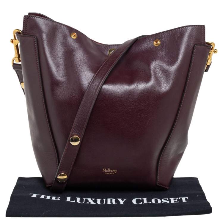 Pre Owned Mulberry Burgundy Leather Camden Press Studded Hobo
