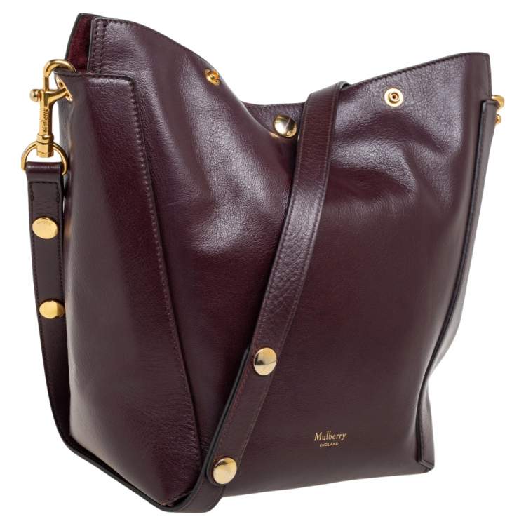 Pre Owned Mulberry Burgundy Leather Camden Press Studded Hobo