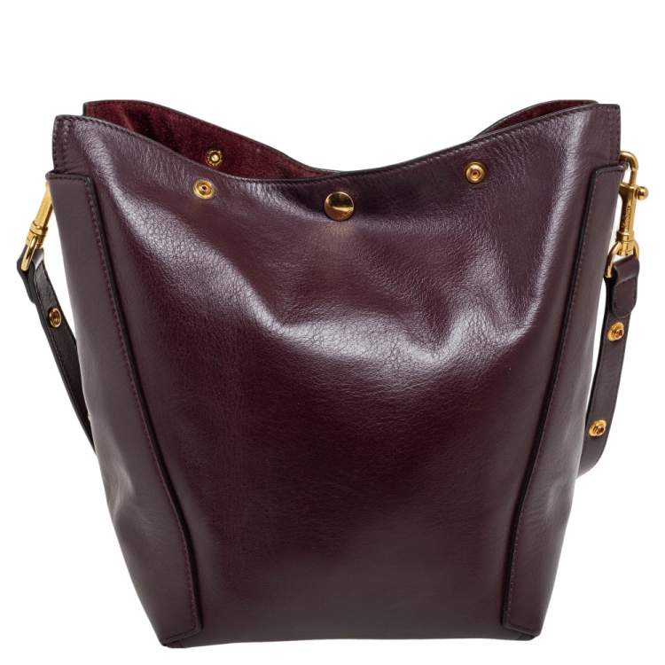 Pre Owned Mulberry Burgundy Leather Camden Press Studded Hobo
