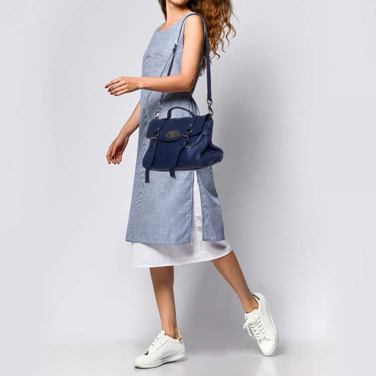 Pre Owned Mulberry Blue Leather Alexa Satchel