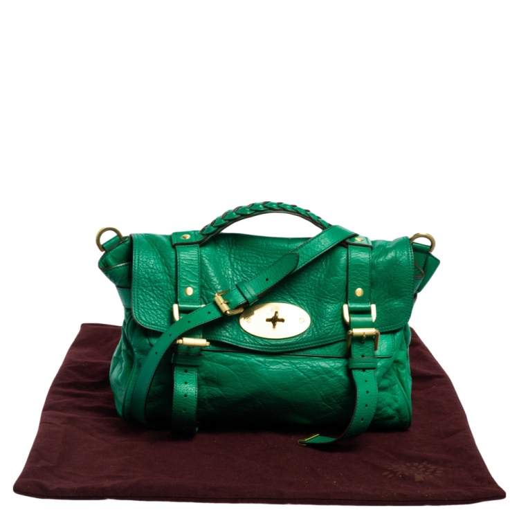 Pre Owned Mulberry Green Leather Small Alexa Satchel