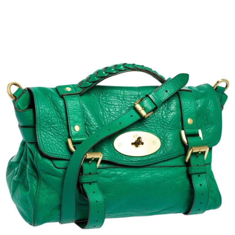 Pre Owned Mulberry Green Leather Small Alexa Satchel