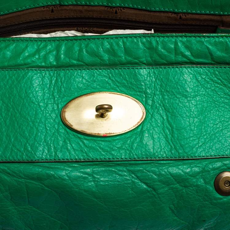 Pre Owned Mulberry Green Leather Small Alexa Satchel