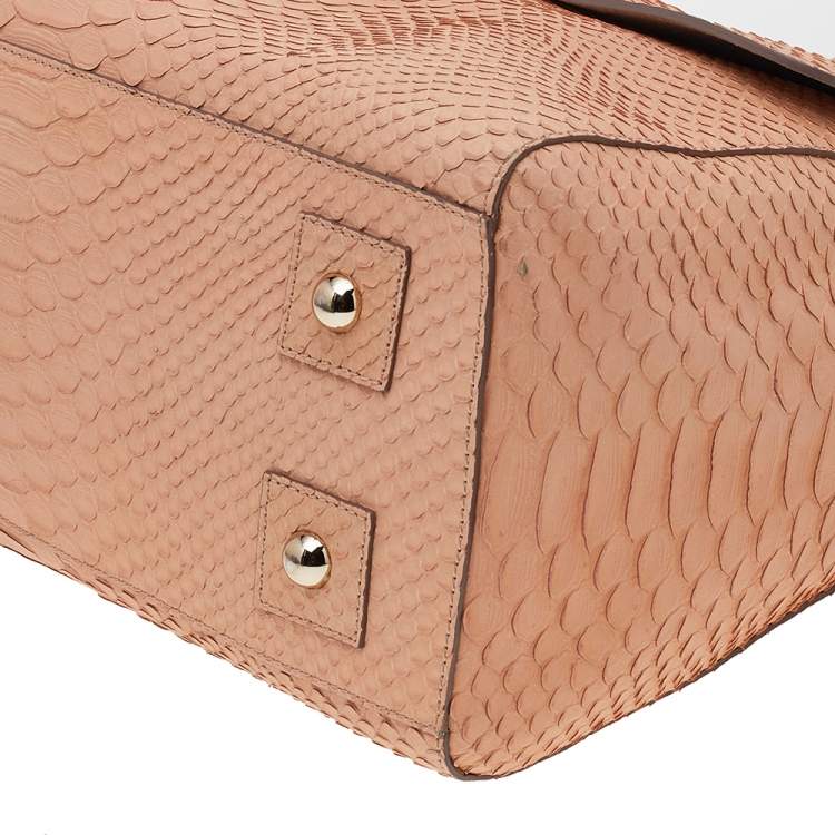 Pre Owned Mulberry Beige Python Embossed Leather Medium Del Rey Satchel