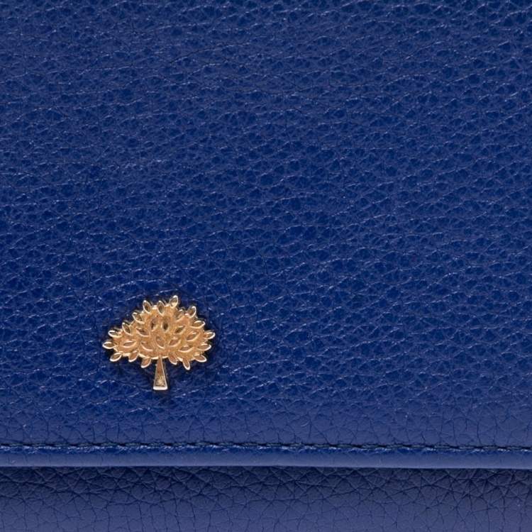 Pre Owned Mulberry Electric Blue Grained Leather Flap Continental Wallet