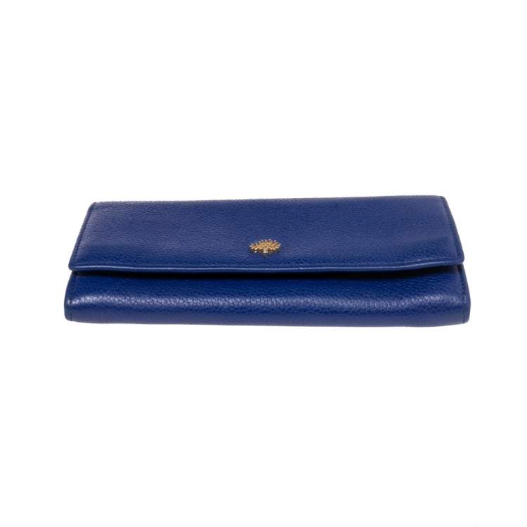 Pre Owned Mulberry Electric Blue Grained Leather Flap Continental Wallet