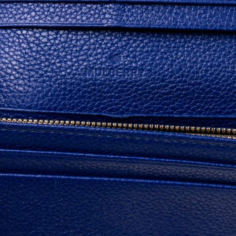 Pre Owned Mulberry Electric Blue Grained Leather Flap Continental Wallet